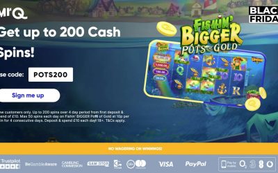 Black Friday casino fun with MrQ: Get up to 200 Cash Spins!